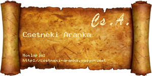 Csetneki Aranka névjegykártya