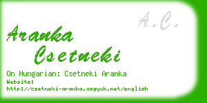 aranka csetneki business card